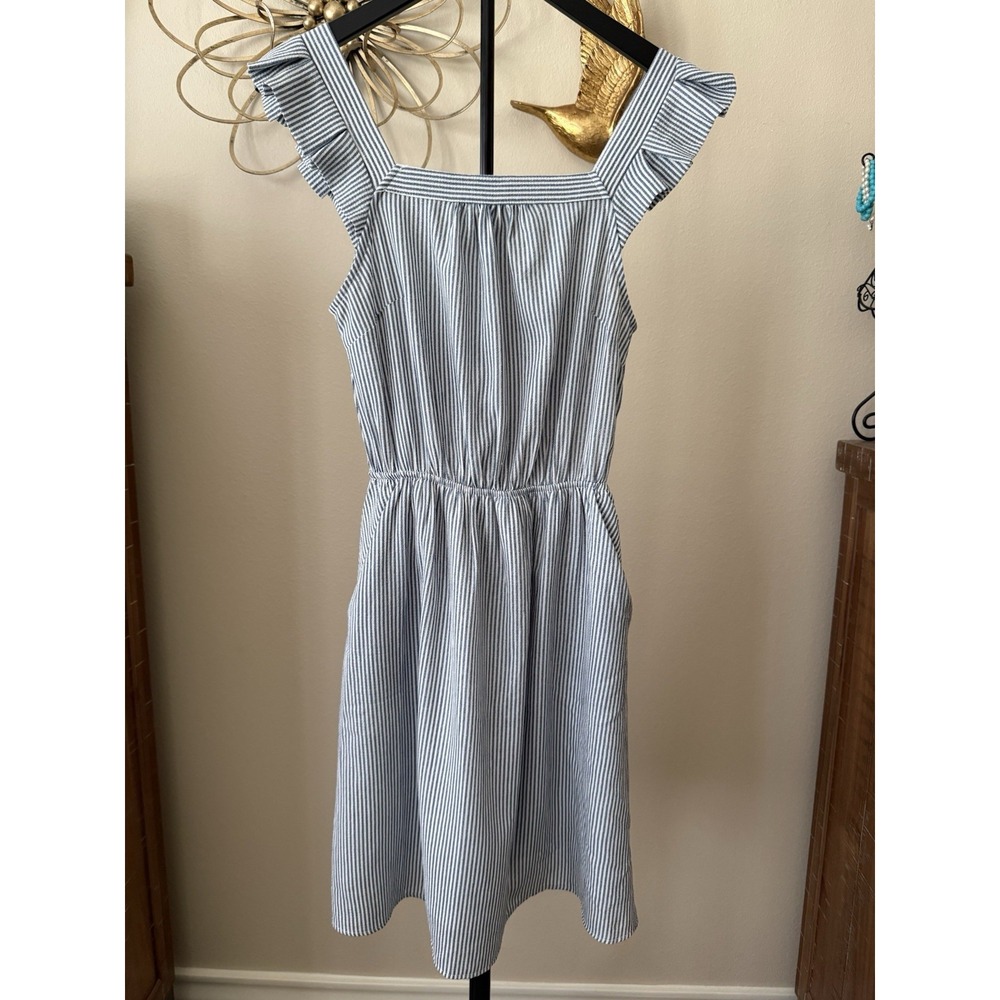 Monteau Los Angeles Dress Blue Stripe Size Medium